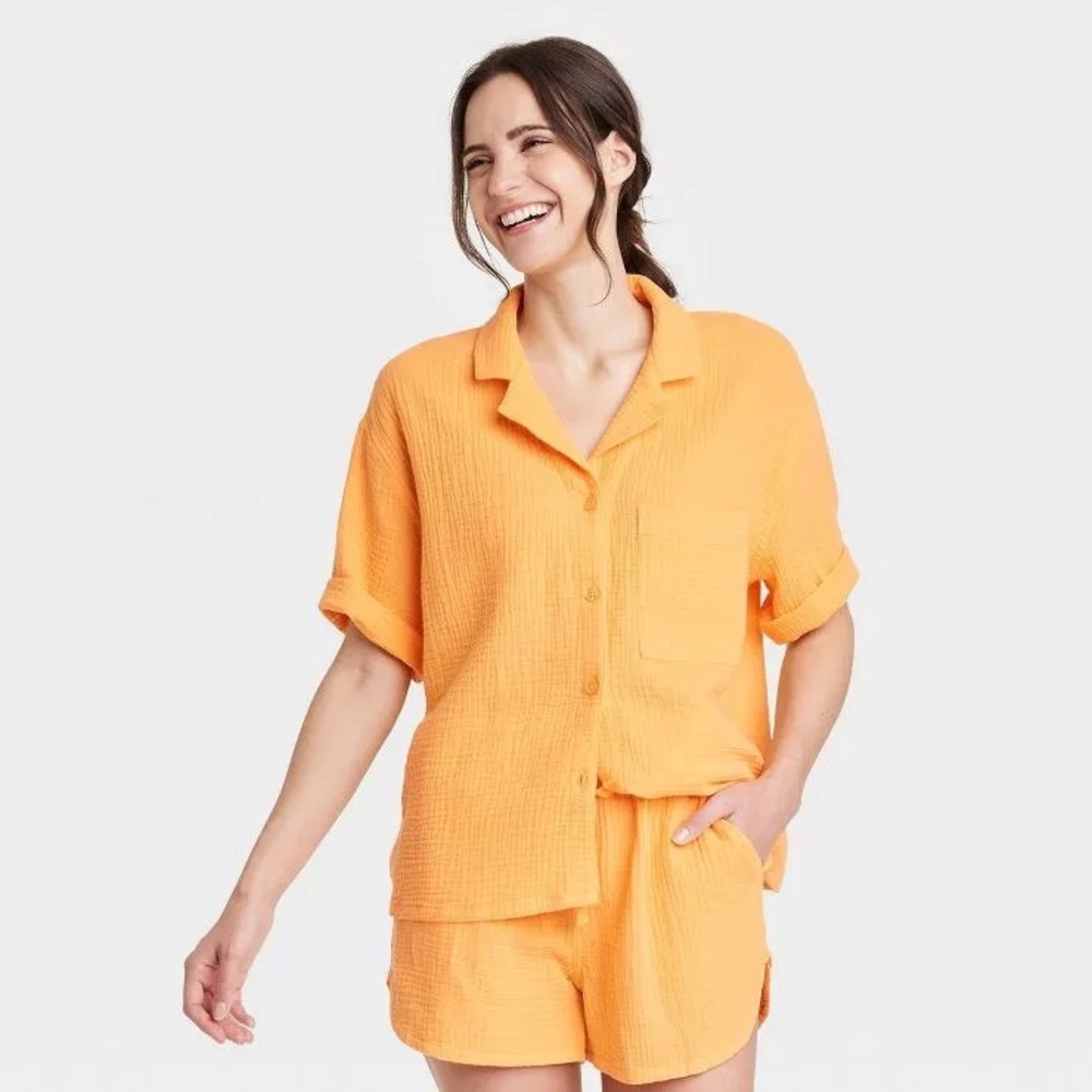 Target Stars Above Cotton Gauze Pajama Bundle in Orange